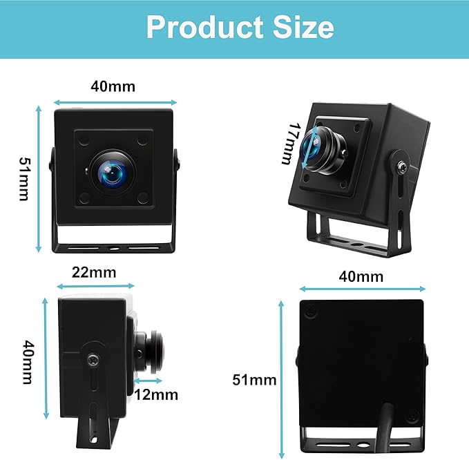5MP USB Camera with 180 Degree Fisheye Lens 1080P 30FPS Webcam Aptina MI5100 Wide Angle Security Camera with Aluminum Case Mini Industrial Webcamera for Machine Vision Robotics