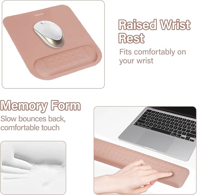 MOSISO Computer Keyboard Stand&ampWrist Rest Support for Keyboard &ampMouse Pad Set Ergonomic Massage Wrist Rest Set Easy Typing Working Acrylic Clear Stand for Office Home Mocha