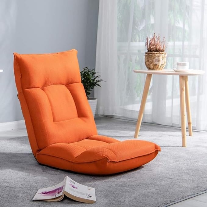 Tatami Floor air Sofa Lightweight and Mobile Perfect Back Gaming air Support Great Folding Adjustable for Gaming and Studying(Orange)
