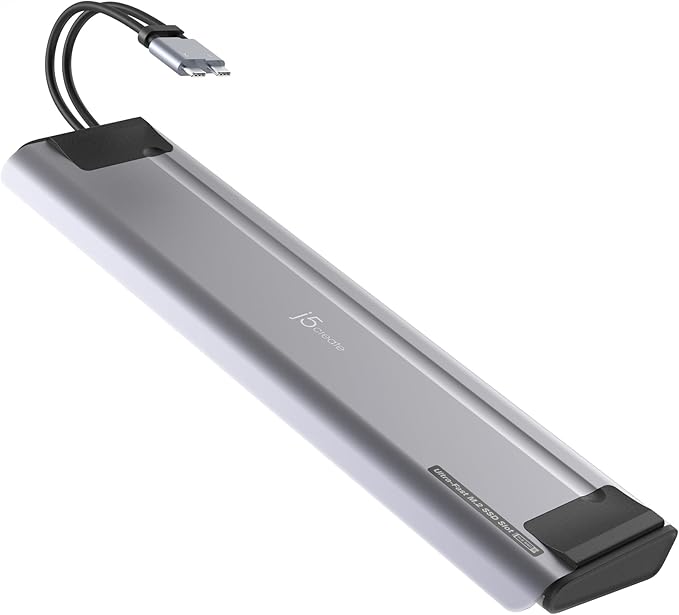 j5create USB C Dual 4K60 Display Docking Station (12-in-1) Built-in M.2 SSD Slot HDMI DisplayPort 10Gbps USB-A Card Reader PD 100W Ethernet for Surface Pro 7/8/9/11 (JCD551)