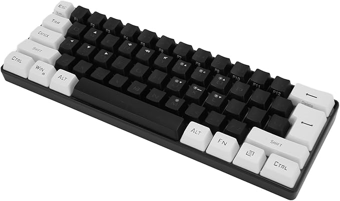 Wired Gaming Keyboard Small Compact 61 Keys Ergonomic Keyboard with LED Backlight for Office Business Travel Use (Black)