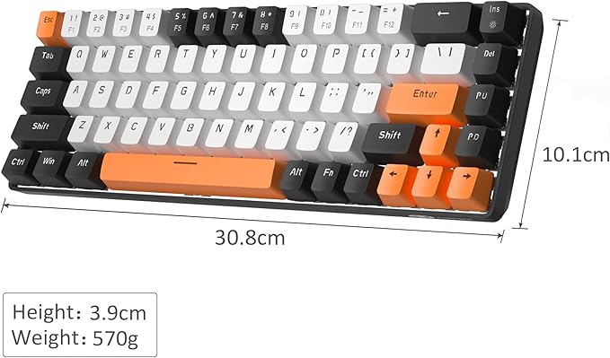 MageGee Portable 60% Mechanical Gaming Keyboard MK-Box LED Backlit Compact 68 Keys Mini Wired Office Keyboard with Red Switch for Windows Laptop PC Mac - White/Black