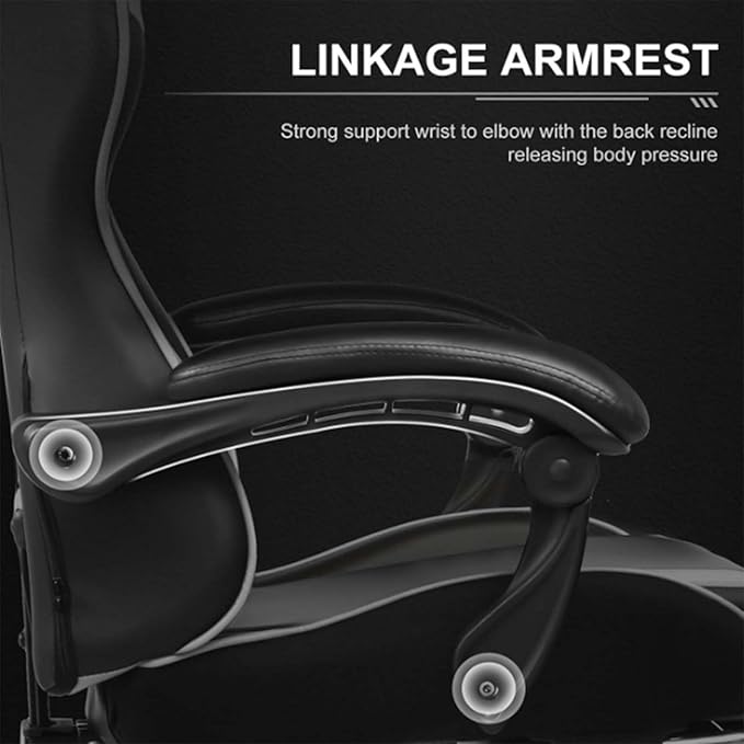 TBQATNTS Ergonomic Video Game Chair With MassageComputer Chair With Footrest And Lumbar SupportGaming Chair With SpeakersLed LightsSeven Point MassageAdjustable ArmrestFor Office Or GamingBlack