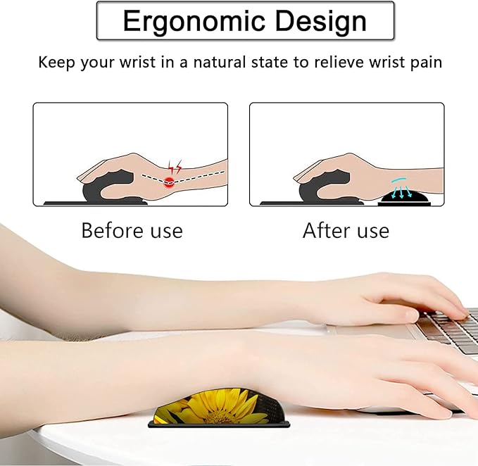 Large Gaming Mouse Pad 31.5x11.8 in Extended Computer Mouse Mat with Non-Slip PU Base Ergonomic Memory Foam Keyboard Wrist Rest for Work &amp Gaming Sunflower Chaos Coordinator Office Desk Pad