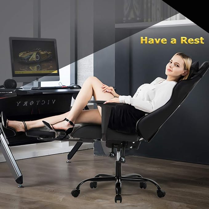 BestOffice | Ergonomic Gaming Chair | Camo | Reclining Computer Chair with Lumbar Support Headrest Pillow Adjustable Footrests | 360 Swivel with Heavy Duty Wheels | for Home &amp Office