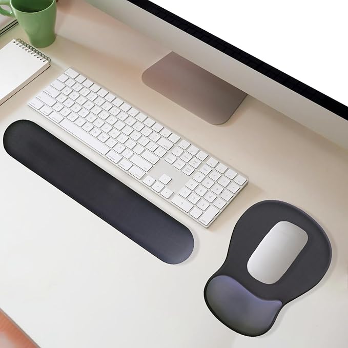 Gel Mouse Pad with Wrist Rest Ergonomic Office Keyboard Wrist Rest and Mousepad with Wrist Support Computer Mouse Pad with Non-Slip PU Base and Desk Accessories Mat for Home &amp Gaming Onyx Black
