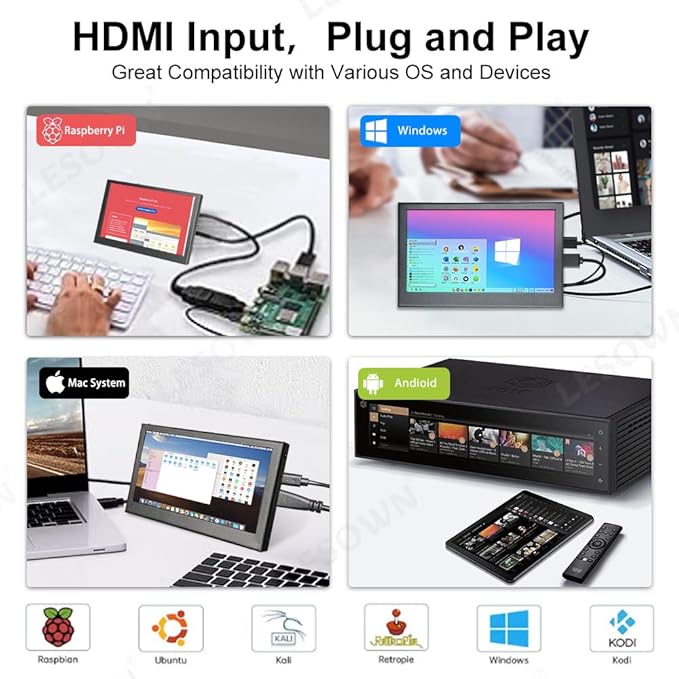 4.3 Inch Small Monitor 800x480 IPS Secondary Screen Mini Travel External Monitor LCD Portable Display for Laptop PC PS4/5 Xbox Switch Raspberry Pi
