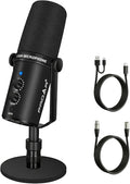 XLR/USB Dynamic MicrophonePC Computer Microphone for PodcastingVocal RecordingLive StreamingGamingVoice-OverAll Metal Professional Studio Mic Kit with Noise CancellingUSB-C Port