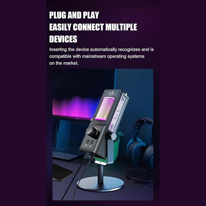 Dynamic Microphone Noise Reduction for Gaming Streaming Mobile Clear Sound and Multi Platform Compatibility Instrument Mic