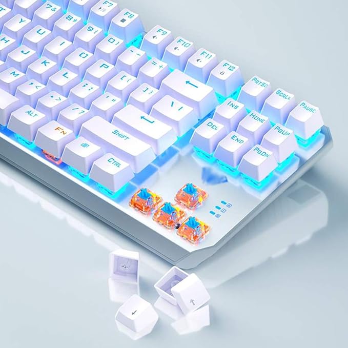Laptop Keyboard Mechanical Gaming Keyboard LED Rainbow Gaming Backlit 87 Keys Anti-Ghosting Wired Keyboard for Win/Gaming Computer Keyboard (Color : Black)