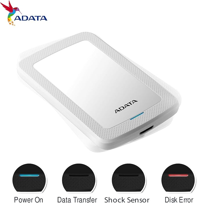 ADATA Hard Drive - 1 TB - External (Portable) - USB 3.1-256-bit AES - White