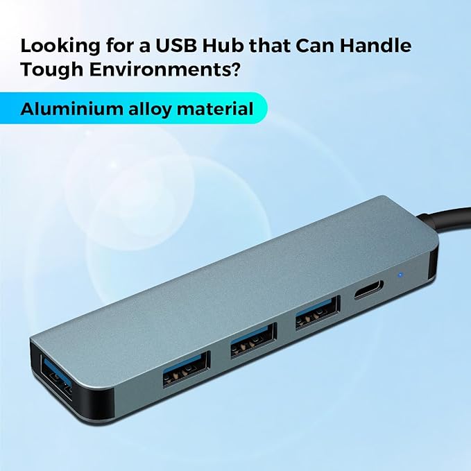 XTRONS 4 Ports USB 3.0 Hub Splitter 5 Gbps High Speed Data Ports Adapter for Laptop/Desktop PC/Car Use