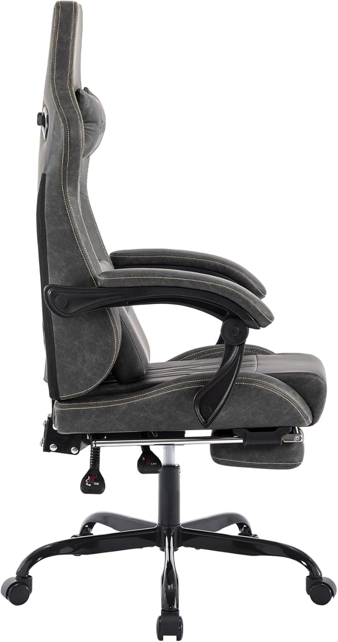 Gaming Chair with Footrest Ergonomic Computer Chair Massage Lumbar Cushion Racing Video Game Chair Adjustable Rocker Recliner Executive Office Desk Chair Pu Leather for Adults