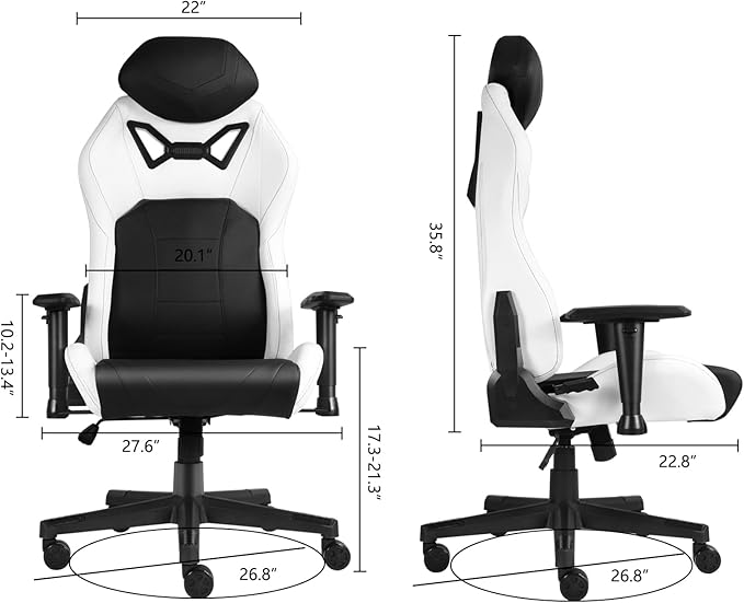 Modern-Depo Ergonomic Gaming Chairs for Adults with High-Density Memory Foam | Swivel Comfortable Office Chair Big and Tall Video Game Chair High Back Computer Chair for Home Office Black White