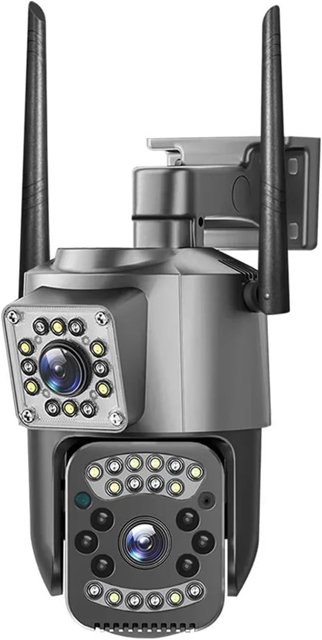 8MP 4K WiFi IP Camera Dual Lens PTZ 4G SIM Card Outdoor Webcam Alarm 10X Zoom Smart Home CCTV Security Protection Monitor Cam(US PlugWiFi Camera No Card)