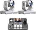 NDI PTZ Camera 4K HDMI USB LAN PoE AI Auto Tracking + PTZ Camera Controller for Church Live Streaming Video Conference Events Broadcast