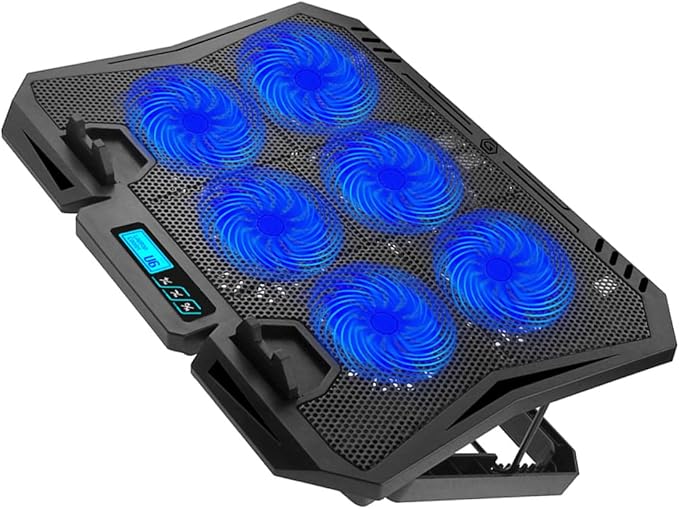 Laptop Cooling Stand 15.6-inch Quiet Air Cooler with Adjustable Speed Blue LED Fans for Gaming and Office Use Portable Laptop Cooler Pad with Ergonomic Fan Holder