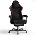 Ferghana Velvet Fabric Ergonomic Gaming Chair with Footrest and Linkage Armrest High Back Computer Game Chair with Massage Lumbar Support for Adult(Black/Red)