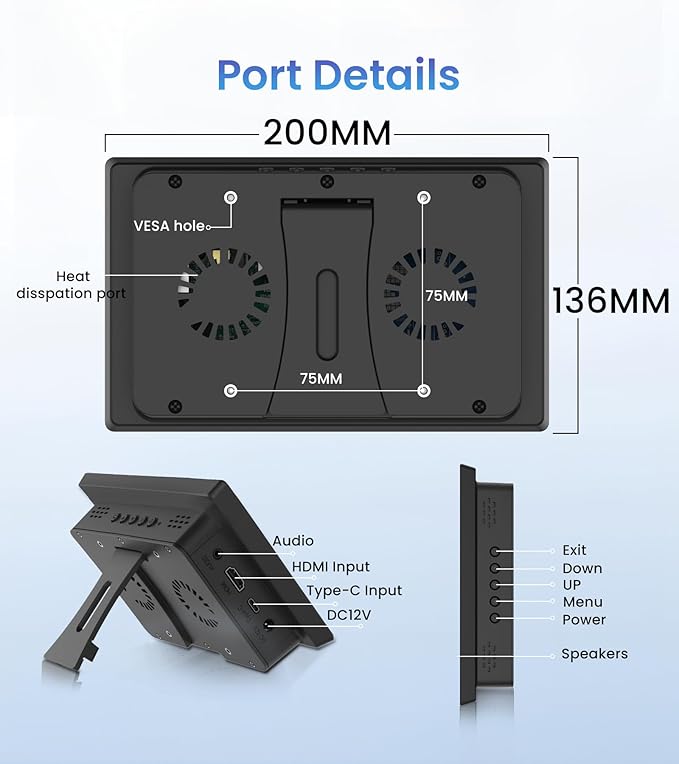 7 Inches Touchscreen Monitor HD 1024×600 IPS LCD Capacitive Touch Screen Compatible with R Pi 4B/3B+/3B/2/1B+/Zero Ora Pi 5 Por/3 Plus/3B/4B Ban Pi and Windows 10/8/7 (CX-080-A US)