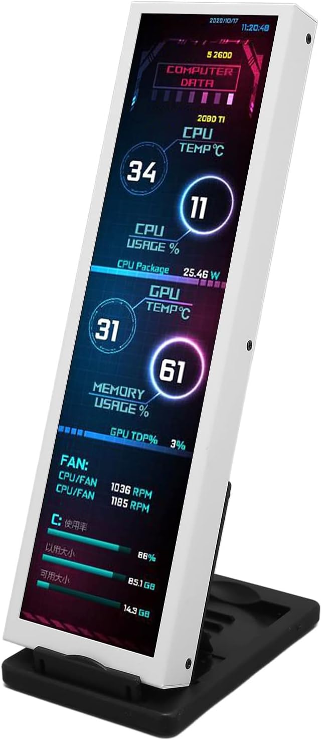 Dpofirs 8.8in Computer Temp Monitor PC Sensor Panel Display with DIY Theme 1920x480 CPU GPU Temperature Data Display Support for LinuxWindows