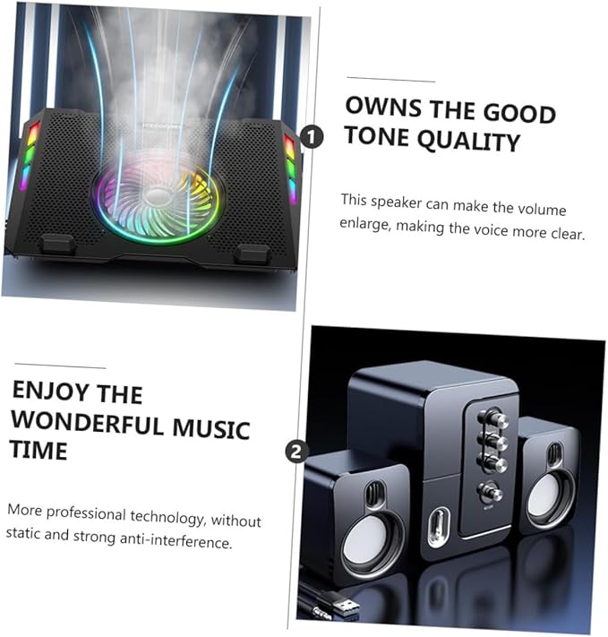 NUOBESTY USB Computer Speakers for Laptop and Desktop Black Portable 3D Surround Sound Loudspeaker with Deep Bass Versatile Home and Office Audio System