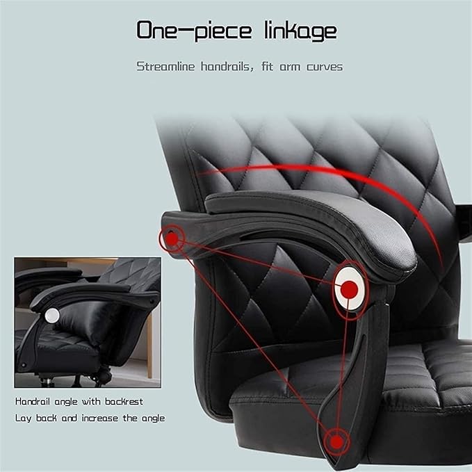 Office Recliner Office Chair Computer Table and Chair PU Leather Game Chair Lunch Break High Back Ergonomic Racing Chair Chair (Color:Black)