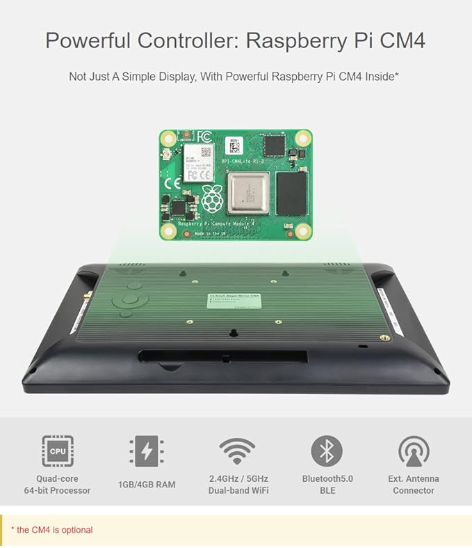 Waveshare 13.3inch Magic Mirror Mini-Computer Powered by Raspberry Pi CM4 13.3inch HD Touch Screen with USB/ETH Ports NOT Include CM4