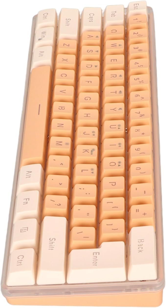 GOTOTOP 60% Wired Gaming Keyboard RGB Mini Keyboard with 6 Backlight Effects Compact 61 Keys Keyboard for 11 10 8 7 Vista USB Wired Plug and Play (Yellow Orange)