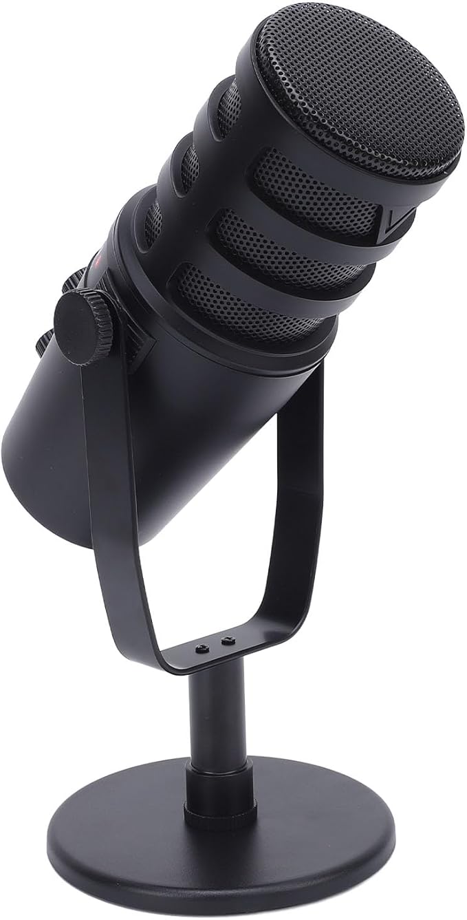 Tbest Professional Dynamic Microphone XLR USB Cardioid Condenser Mic with Metal Stand Multi Function Knob Adjustable for Live Recording Gaming Streaming Karaoke Aluminum Alloy ABS