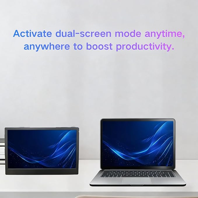 Portable Monitor 15.6'' 1920x1080 Second IPS External Monitor for Laptop 16:9 60Hz HDR Plug-Play HDMI USB-C Computer Display for Laptop PC Phone Tablet Switch