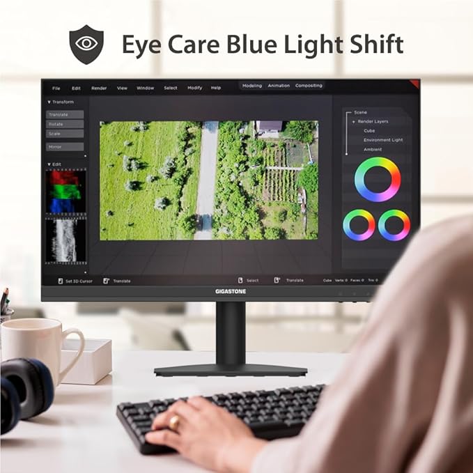 Gigastone 22 inch IPS LED Back Light Monitor 2-Pack 75Hz FHD 1920 x 1080 1080P 178° Wide View Frameless Dual Monitor 4ms Eye Care Technology Ergonomic Tilt VESA Mount HDMI VGA