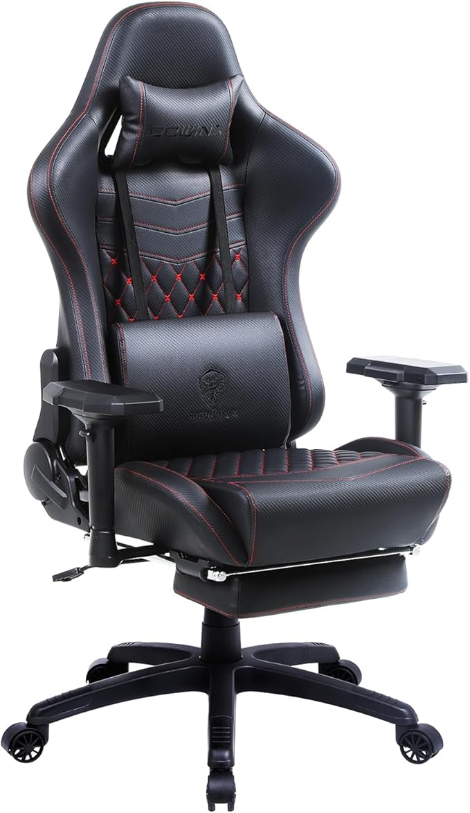 Dowinx Gaming Chair Big and Tall Video Game Chairs with Footrest PC Gamer Chairs for Adults - Padded High Back Ergonomic Reclining Silla Gamer 4D Armrest 400LBS Black