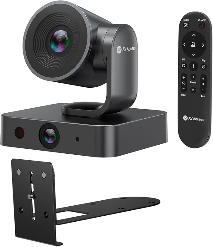 AV Access 4K Conference Room Camera Dual Lens Cam(4K AI Tracking and 1080P Panoramic)15x Zoom(3X Optical) 120° FOV Auto Framing Individuals Gallery Works with MeetTeamsZoom