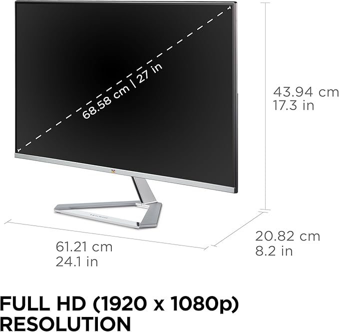 ViewSonic VX2776-SMHD 27 Inch 1080p IPS Monitor with FreeSync Ultra-Thin Bezels HDMI and DisplayPort