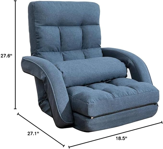 42 Position Adjustable Floor Chair Chaise Lounge Indoor Folding Lazy Sofa with Armrests and a Pillow Padded Adults Gaming Chairs for Living Room Bedroom Factory Price