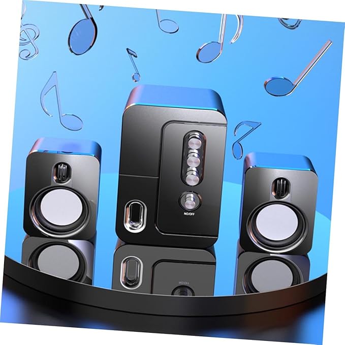 USB Laptop Computer Desktop Speaker 3D Surround Sound with Deep Bass Black Wired Multimedia Loudspeaker for Office and Home Use