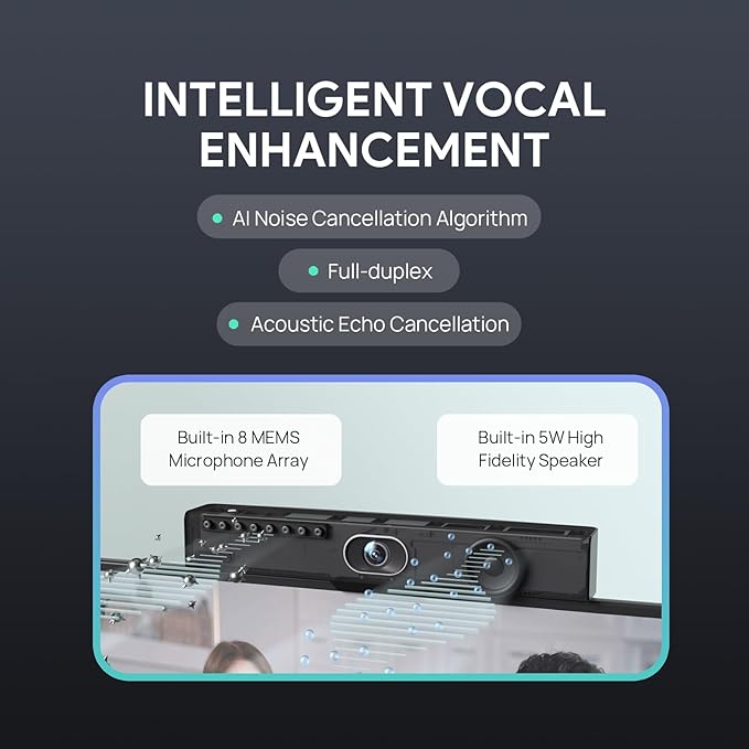 Yealink 4K USB Video Conference Camera - 120° Wide Angle Microphone Speaker Auto Framing for PC Meetings Microsoft Teams &amp Zoom