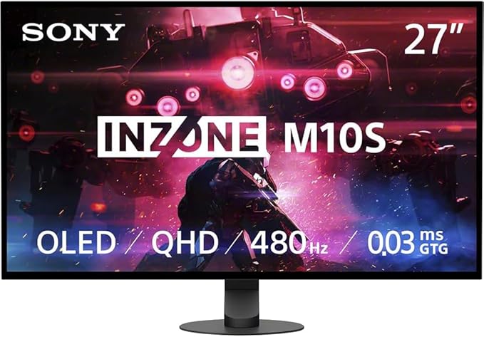 Sony 27 inch INZONE M10S OLED QHD 1440p HDR 480Hz Gaming Monitor SDM27Q10SB (Renewed)