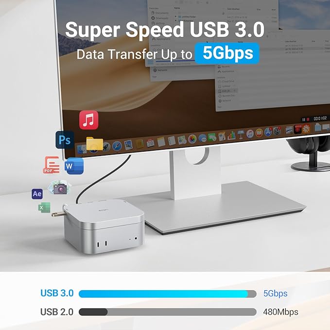6-in-1 USB-C Dock for Mac mini M4 – 4K@60Hz Mini DP USB C Hub Multiport Adapter with USB C to 4K@60Hz DP 2 USB 3.0 Ports TF/SD Card Slot Docking Station for Mac mini M4/M4 Pro