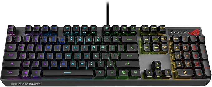ASUS ROG Strix Scope RX Gaming Mechanical Keyboard Red Optical Switches USB 2.0 Passthrough 2X Wider Ctrl Key Aura Sync Armoury Crate RGB Lighting Black