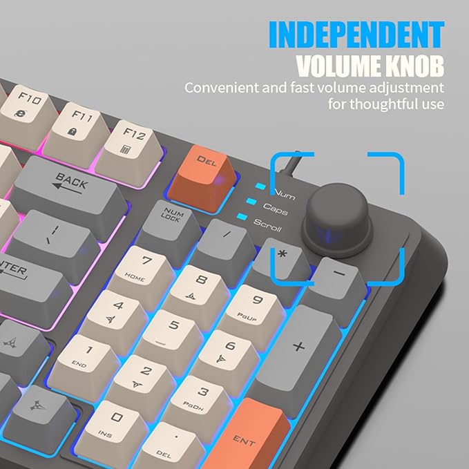 Keyboard K82 Gaming Keyboard with Three Color Backlit and Mechanical Feel 94 Keys for Gamers Computer PC Laptop Keyboars