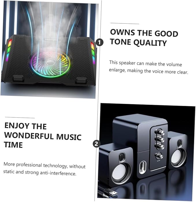 USB Computer Desktop Laptop Speakers 3D Surround Sound with Deep Bass Portable Black Multimedia Loudspeaker for Home and Office Use