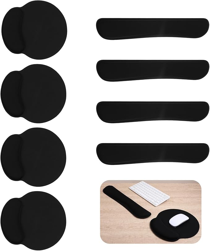 8 Pcs Ergonomic Mouse Pad and Keyboard with Wrist Support Set Soft Smooth Gel Rest Comfortable Memory Foam for Easy Typing Gaming Computer Laptop Office Home