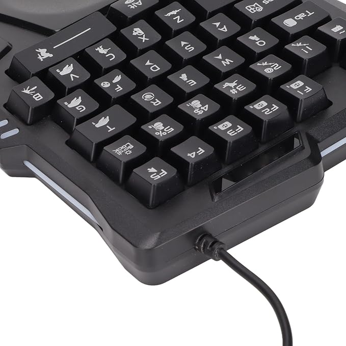 Sazao One Handed Gaming Keyboard Three Colors Backlight Wide Palm Rest 35 Keys Gaming Keyboard for Computer for Mobile Games