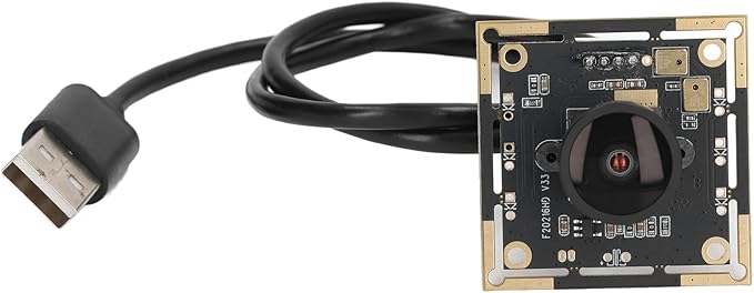 Camera Module USB Camera Board HD Wide Angle 2MP 1920x1080 Resolution 145° Field of View with Dual Microphones for Machine Vision Embedded Systems Black