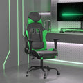 Adjustable Gaming Chair with USB Massage Feature Black and Green Faux Leather Upholstery Ergonomic Support and Memory Foam Cushion for Home Office and Gaming Setup