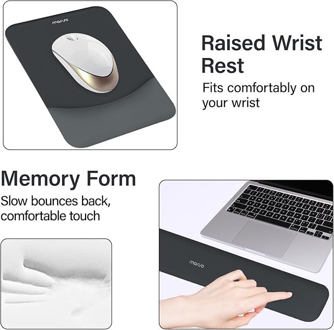 MOSISO Keyboard Mouse Pad Set Large Gaming Mouse Pad&ampRectangular Keyboard Wrist Rest&ampMousepad with Wrist Rest&ampCoaster Ergonomic Non-Slip&ampEasy Typing Pad with Curved Silicone Lining