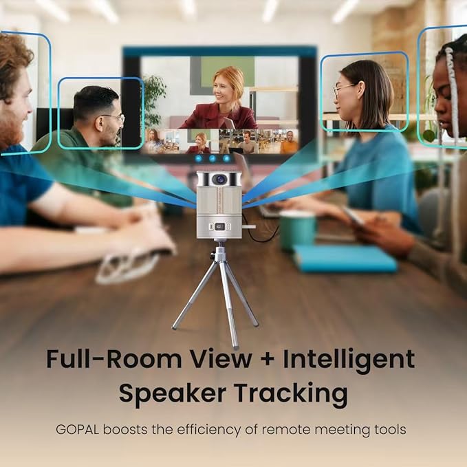 Panoramic 360° Camera/Mic/Speaker Three-In-One Immersive Remote Conference Pocket size 360° Recorder Both Overall and Speakers’ Close-up view 1080P for Small/Mid-size Conference Room TF Card Slot