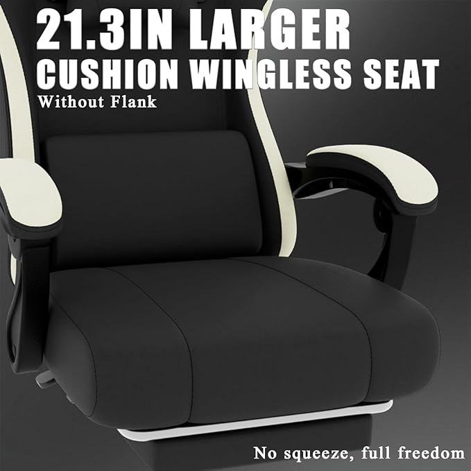 Ergonomic Gaming Chair with Pocketed Spring Cushion Breathable Fabric Computer Chair with Footrest Adjustable Lumbar Support Video Game Chair for Adults