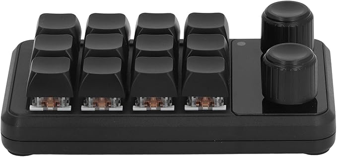 Eujgoov Mini Gaming Keyboard 12 Keys Blue Switch Black Color Customizable Keyboard for GamingOfficeMusic Industry